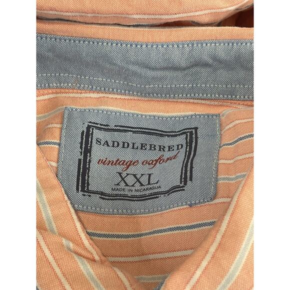 saddlebred vintage oxford pink blue stripe lkng dleeve button up shirt Size 2XL - Picture 4 of 5